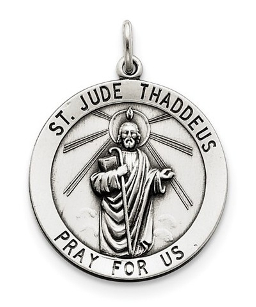 Sterling Silver St. Jude Thaddeus Medal (34x24MM)