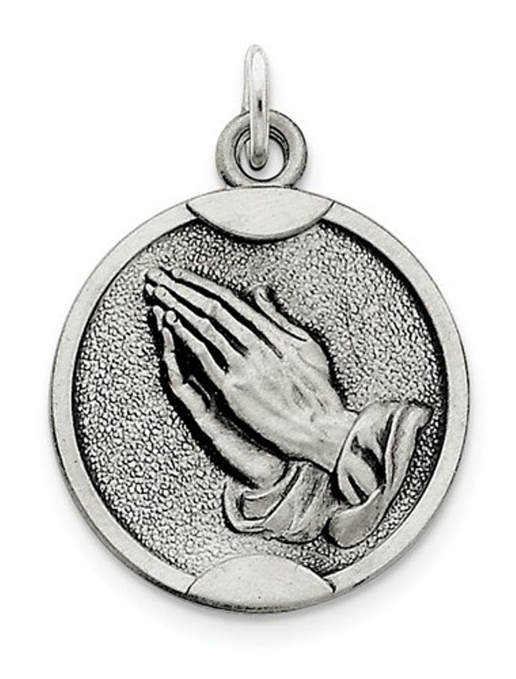 Sterling Silver Antiqued Praying Hands Medal (20X25MM)
