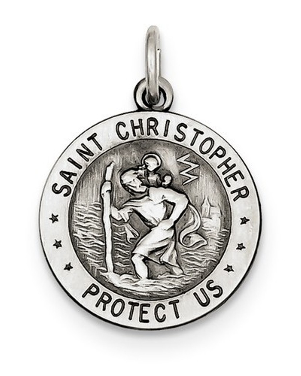 Sterling Silver St.Christopher US Marine Corp Medal Charm Pendant (25X20 MM)