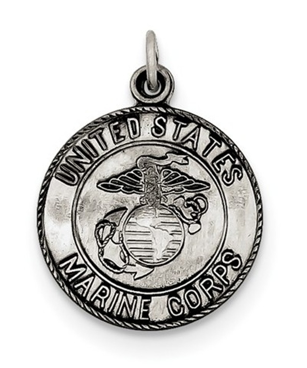 Sterling Silver US Marine Corp Medal (23X18MM)
