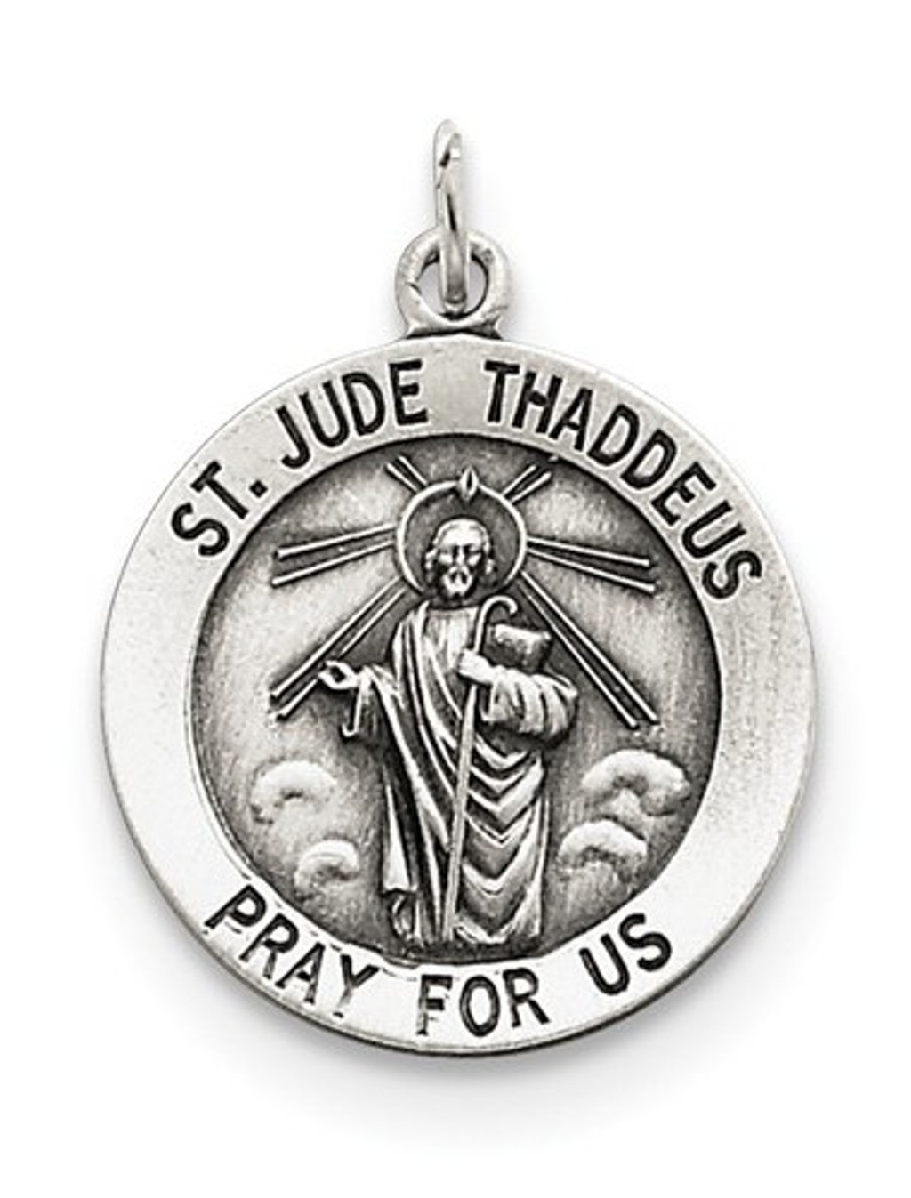 Sterling Silver St. Jude Thaddeus Medal Charm Pendant (25X20 MM)