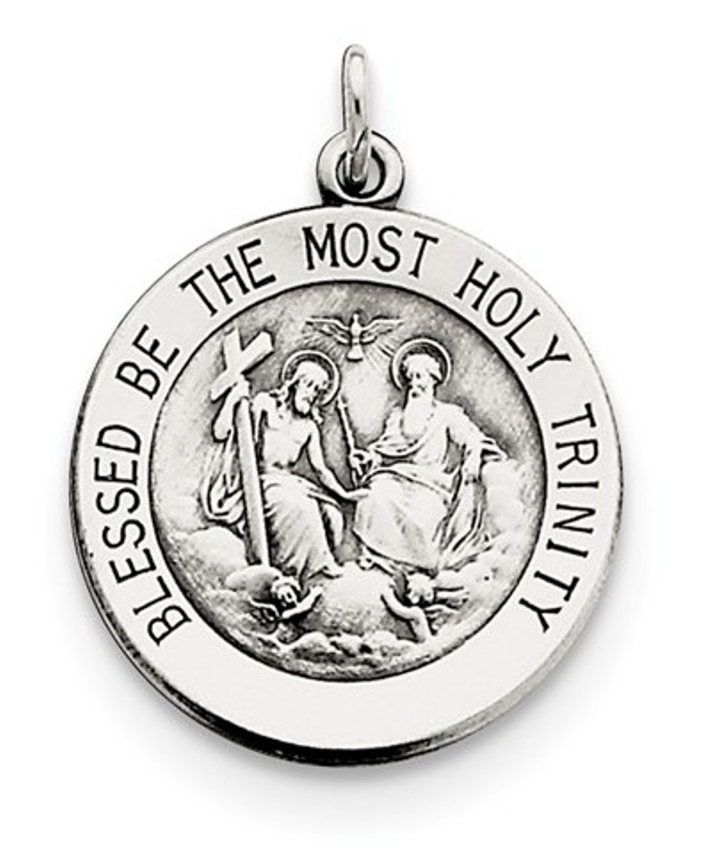 Sterling Silver Antiqued Holy Trinity Medal (26X18MM) 