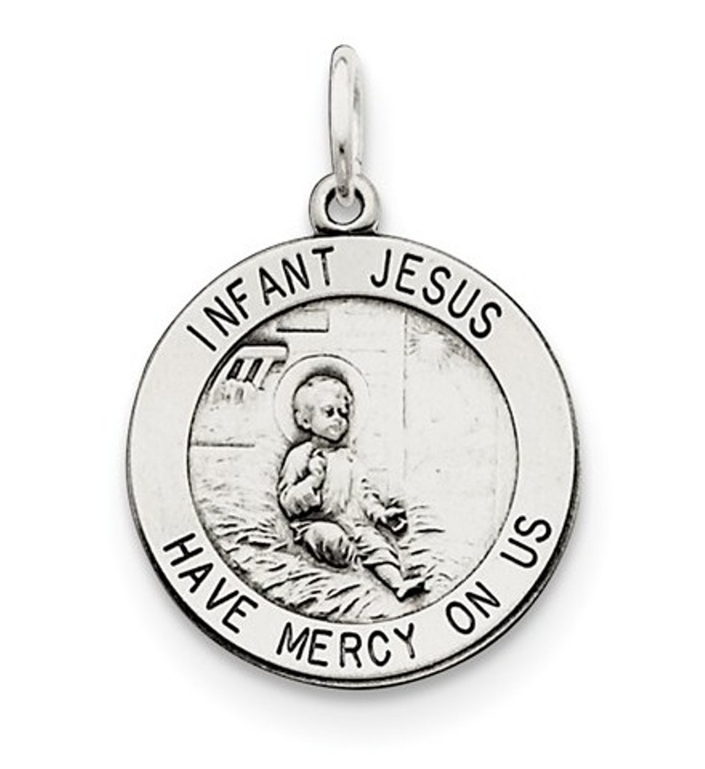 Sterling Silver Antiqued Infant Jesus Medal