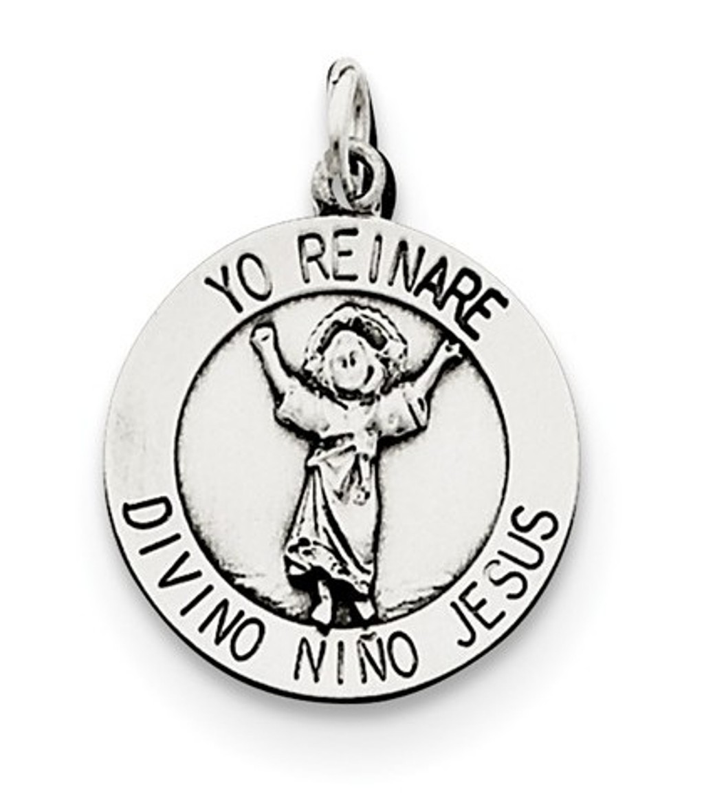 Sterling Silver Divino Nino Medal (Divine Infant Jesus) (23X18MM)
 img title=QC5486