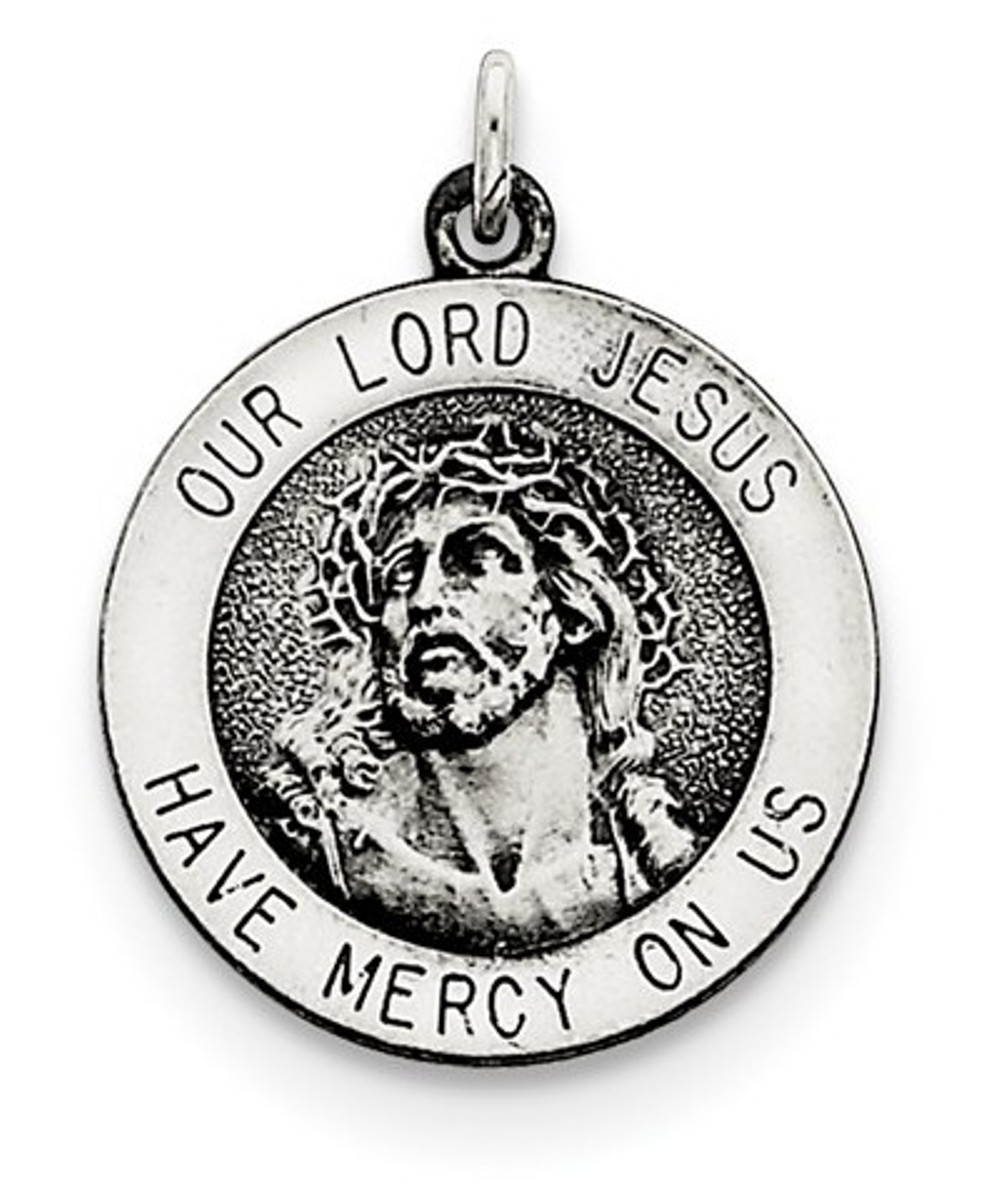 Sterling Silver Antiqued Ecce Homo Medal (23X17MM)
