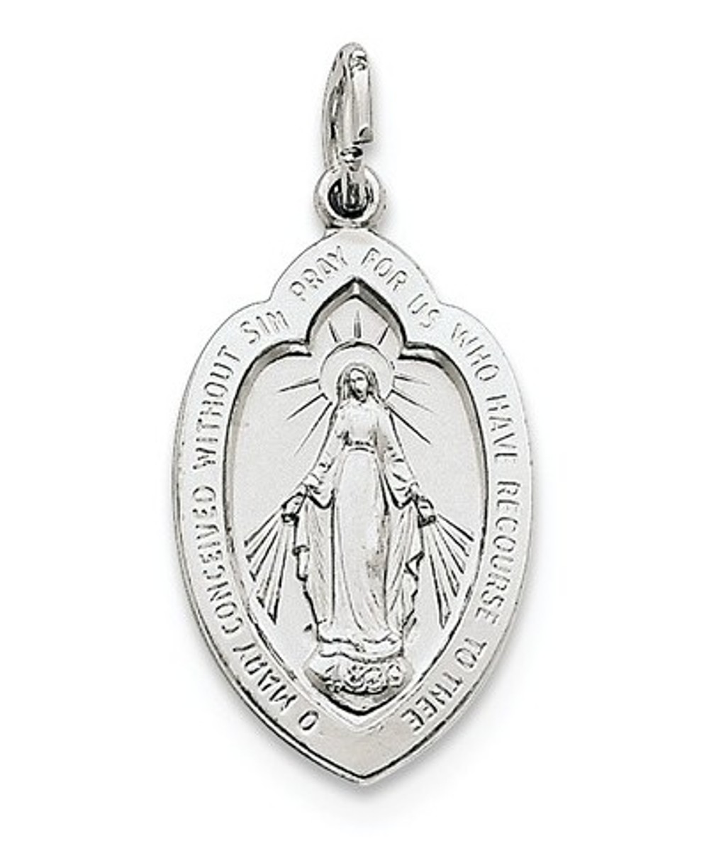 Sterling Silver Miraculous Medal (30X15MM)
 img title=QC5506