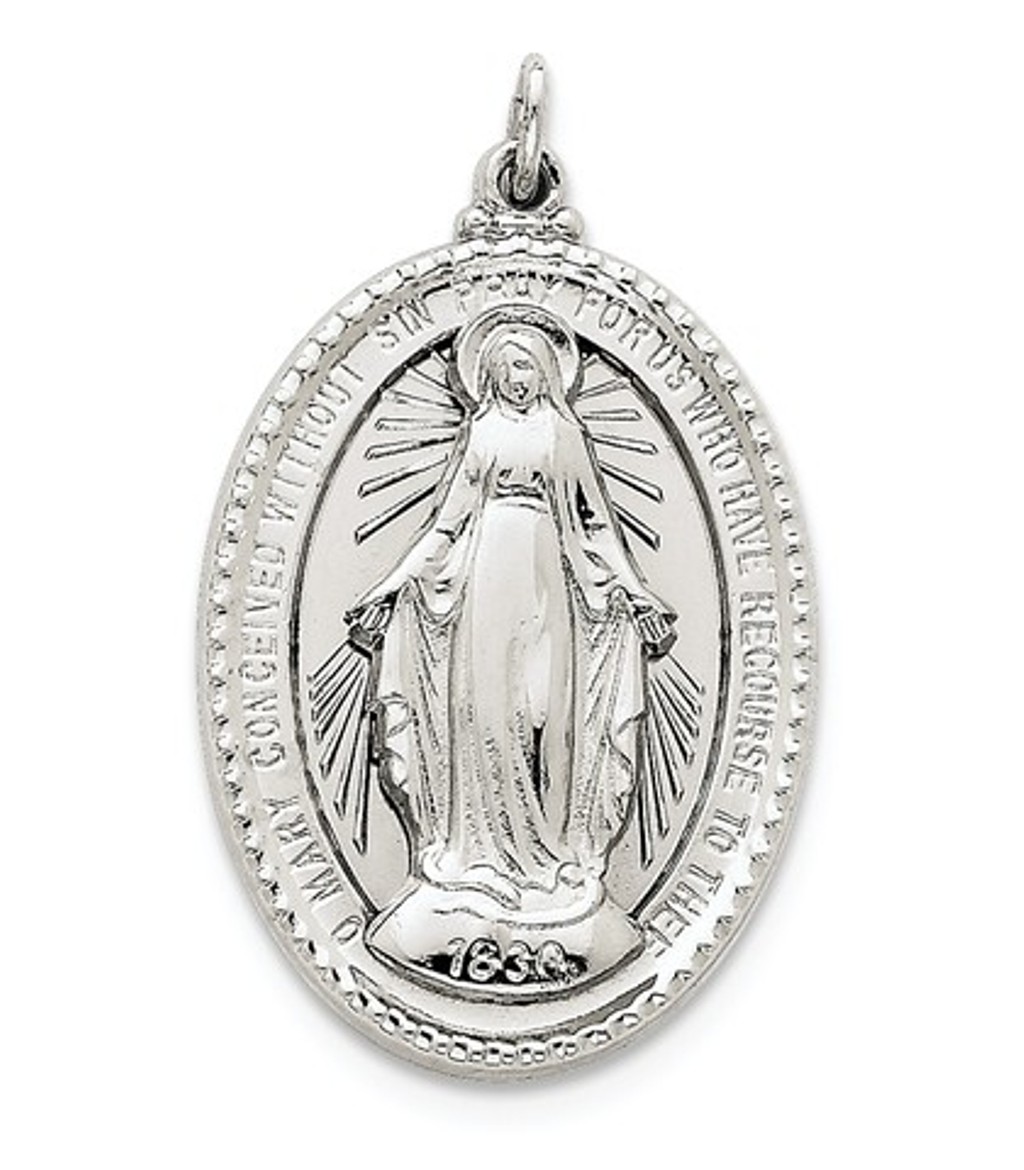 Sterling Silver Miraculous Medal (43X26MM)
 img title=QC5525