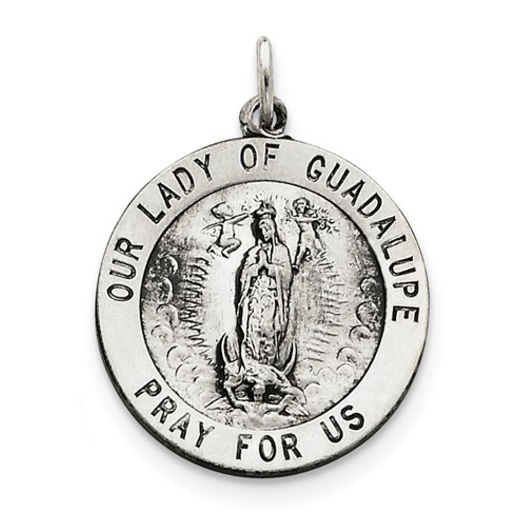 Sterling Silver Antiqued Our Lady of Guadalupe Medal