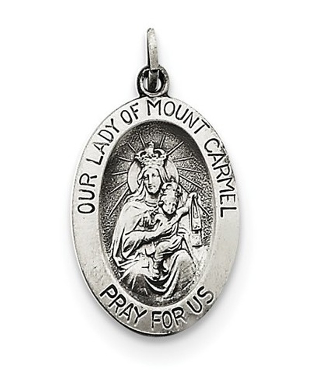 Sterling Silver Antiqued Our Lady Of Mt.Carmel Medal (24X13MM) img title=QC5574
