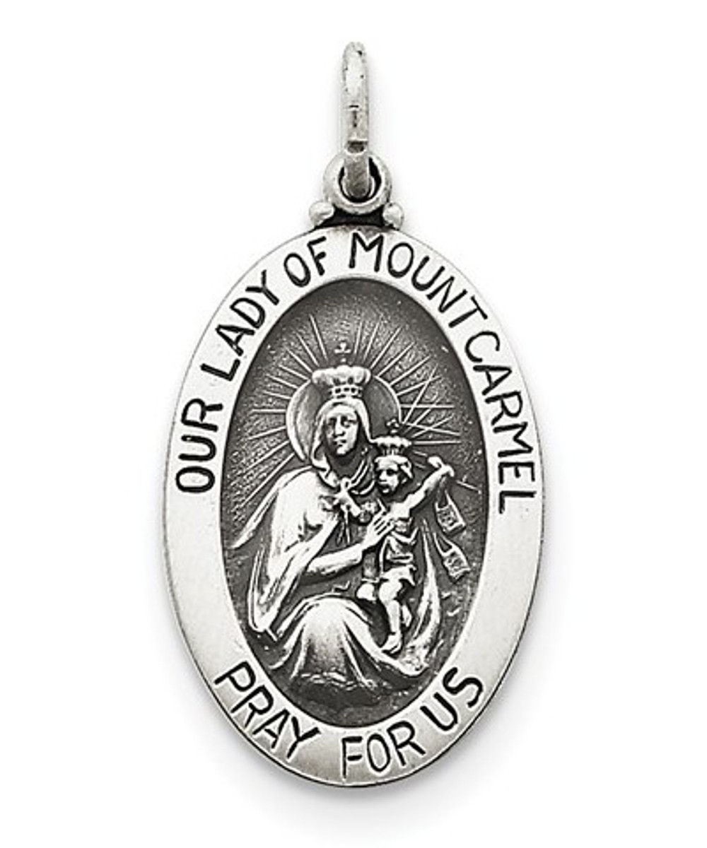 Sterling Silver Antiqued Our Lady Of Mount Carmel Medal(31X16MM) 