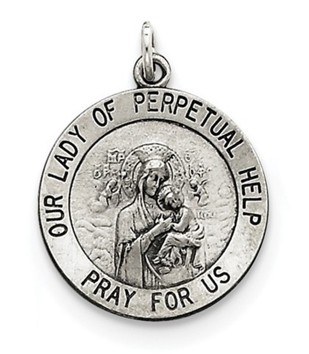 Sterling Silver Our Lady of Perpetual Help Round Medal