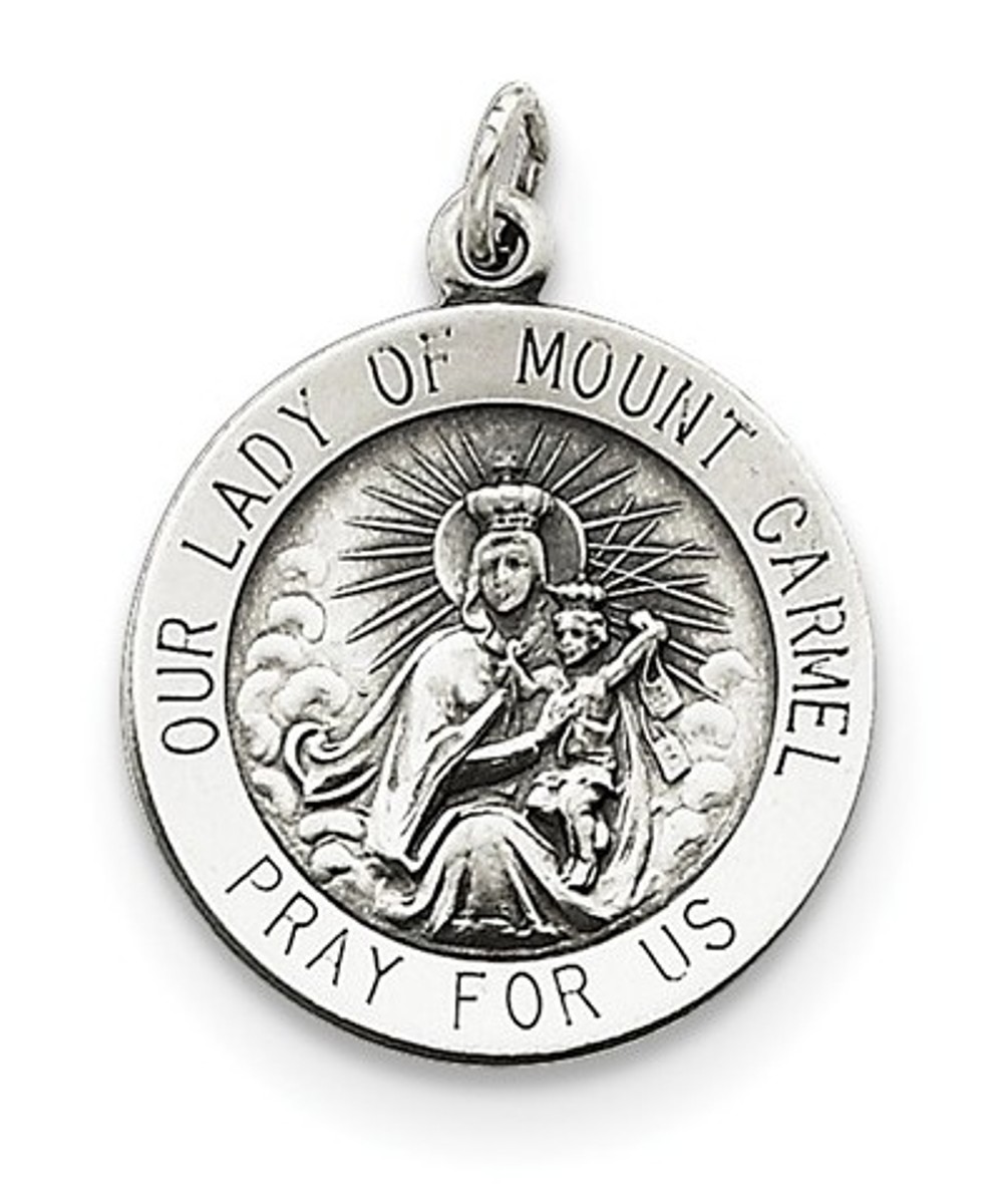 Sterling Silver Antiqued Our Lady Of Mount Carmel Medal (24X18MM)
