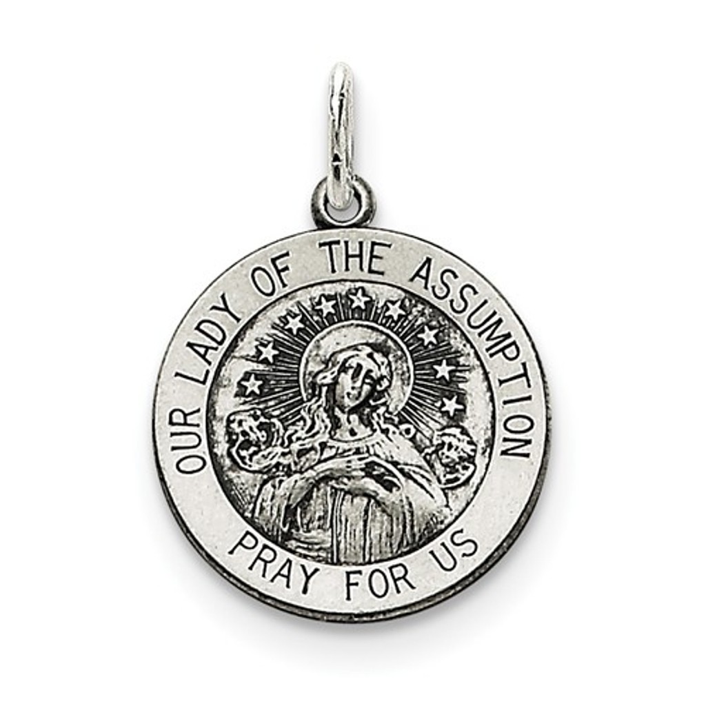 Sterling Silver Antiqued Our Lady Of The Assumption Medal