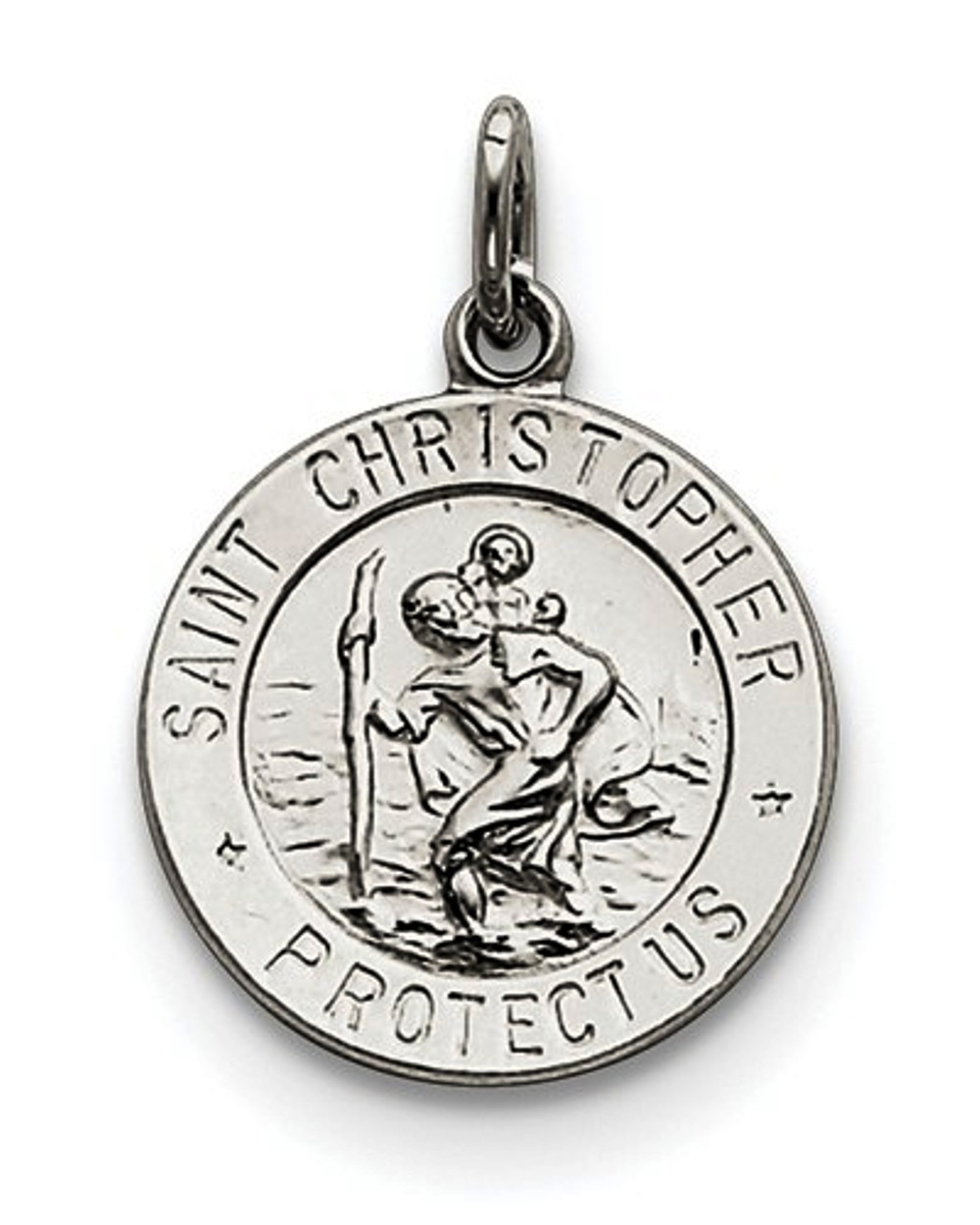 Sterling Silver Saint Christopher Medal Charm Pendant (21X15 MM)