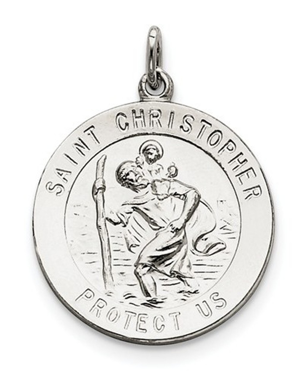 Sterling Silver Saint Christopher Medal Charm Pendant (35X25 MM)