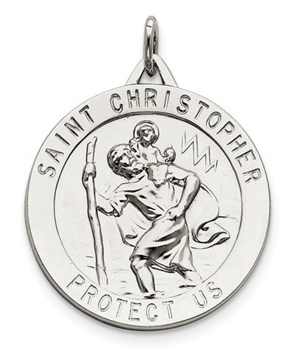 Sterling Silver Saint Christopher Medal (40X33MM)