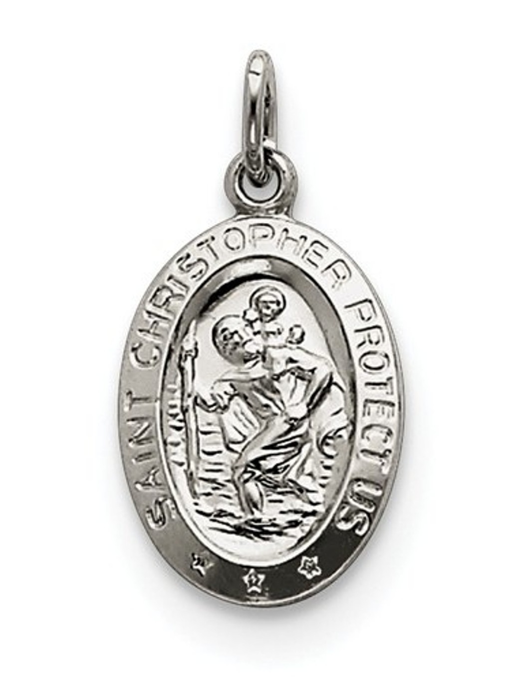 Sterling Silver Saint Christopher Medal Charm Pendant (22X10 MM)