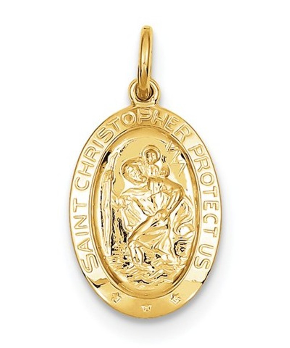 24k Gold-Plated Sterling Silver Saint Christopher Medal (25X17MM)