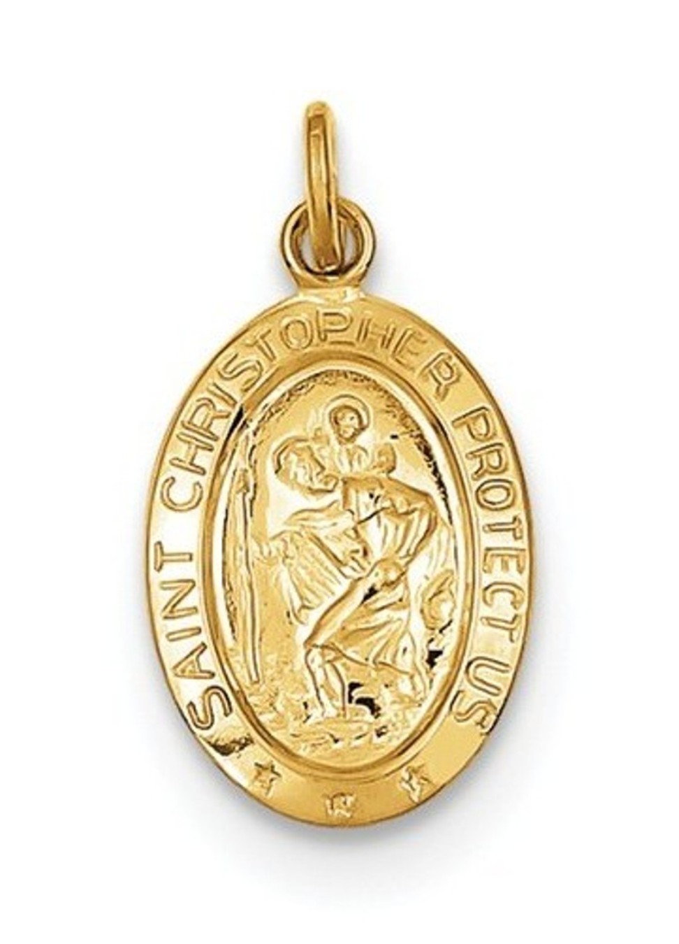 24k Gold-Plated Sterling Silver Saint Christopher Medal (20X10MM)