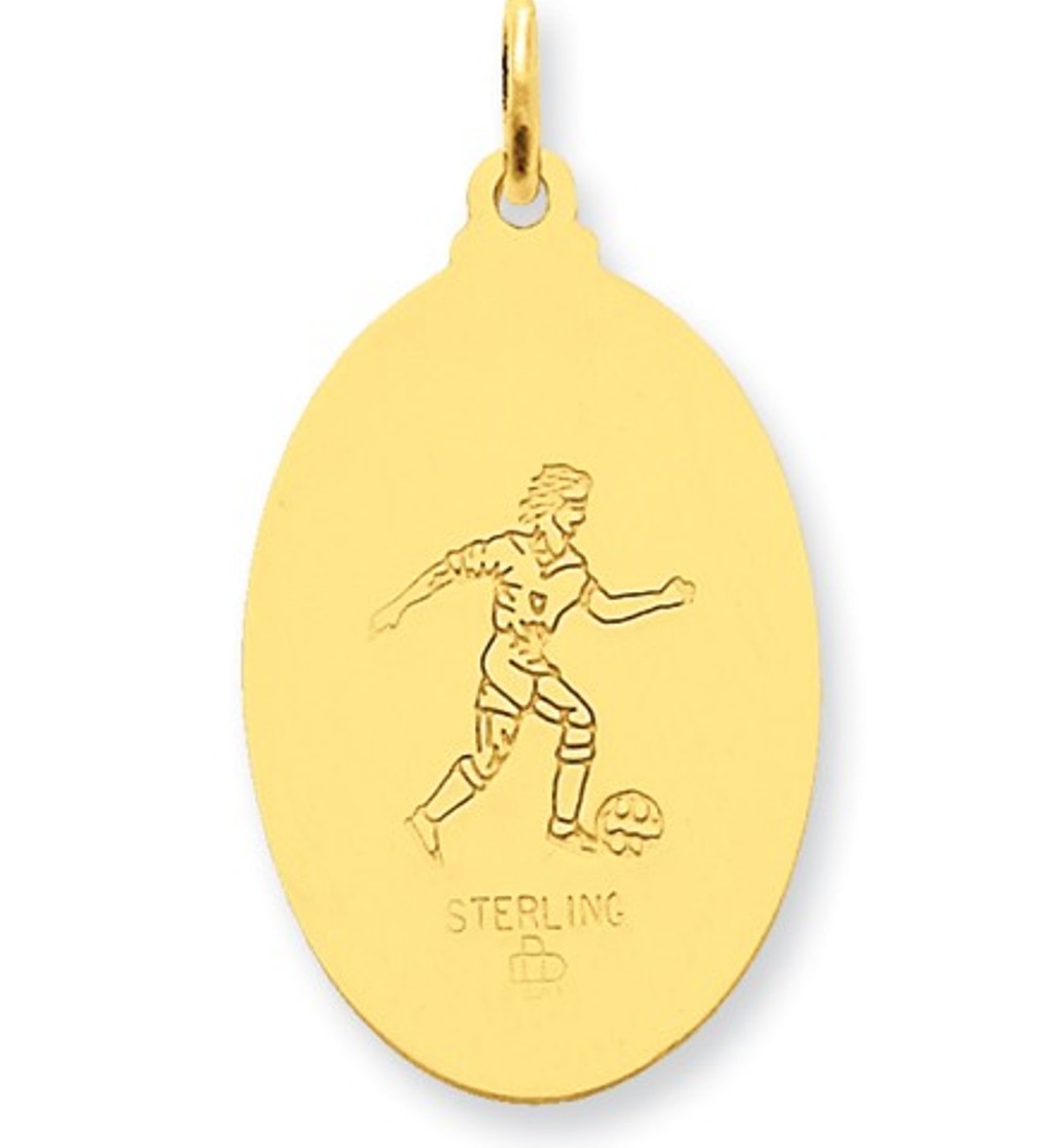 24k Gold-plated Sterling Silver Saint Christopher Soccer Medal