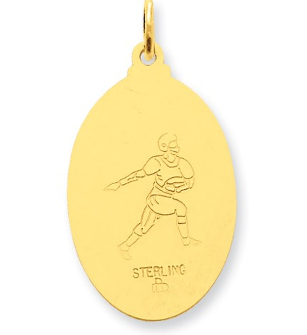 24k Gold-plated Sterling Silver Saint Christopher Football Medal