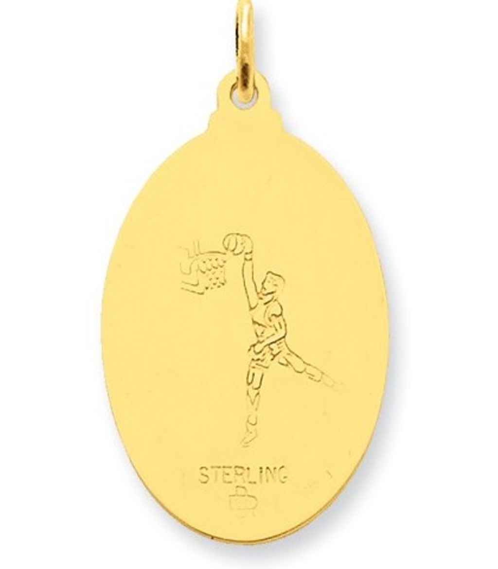 24k Gold-plated Sterling Silver Saint Christopher Basketball Medal