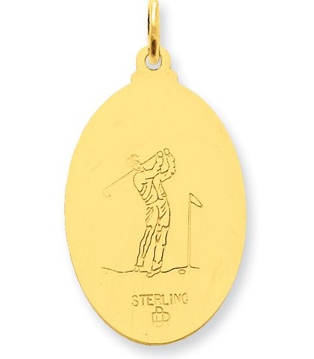 24k Gold-plated Sterling Silver Saint Christopher Golf Medal