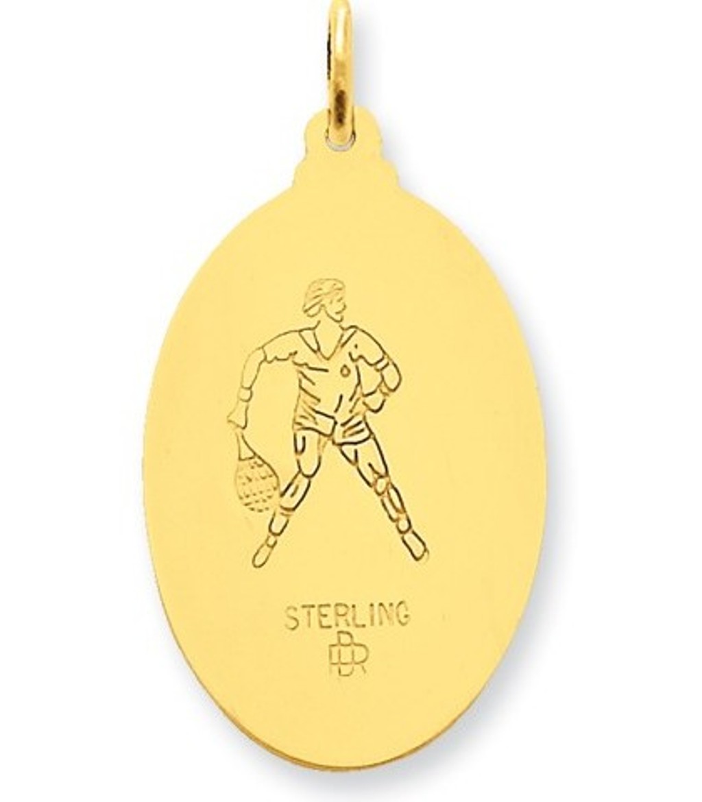 24k Gold-plated Sterling Silver Saint Christopher Tennis Medal