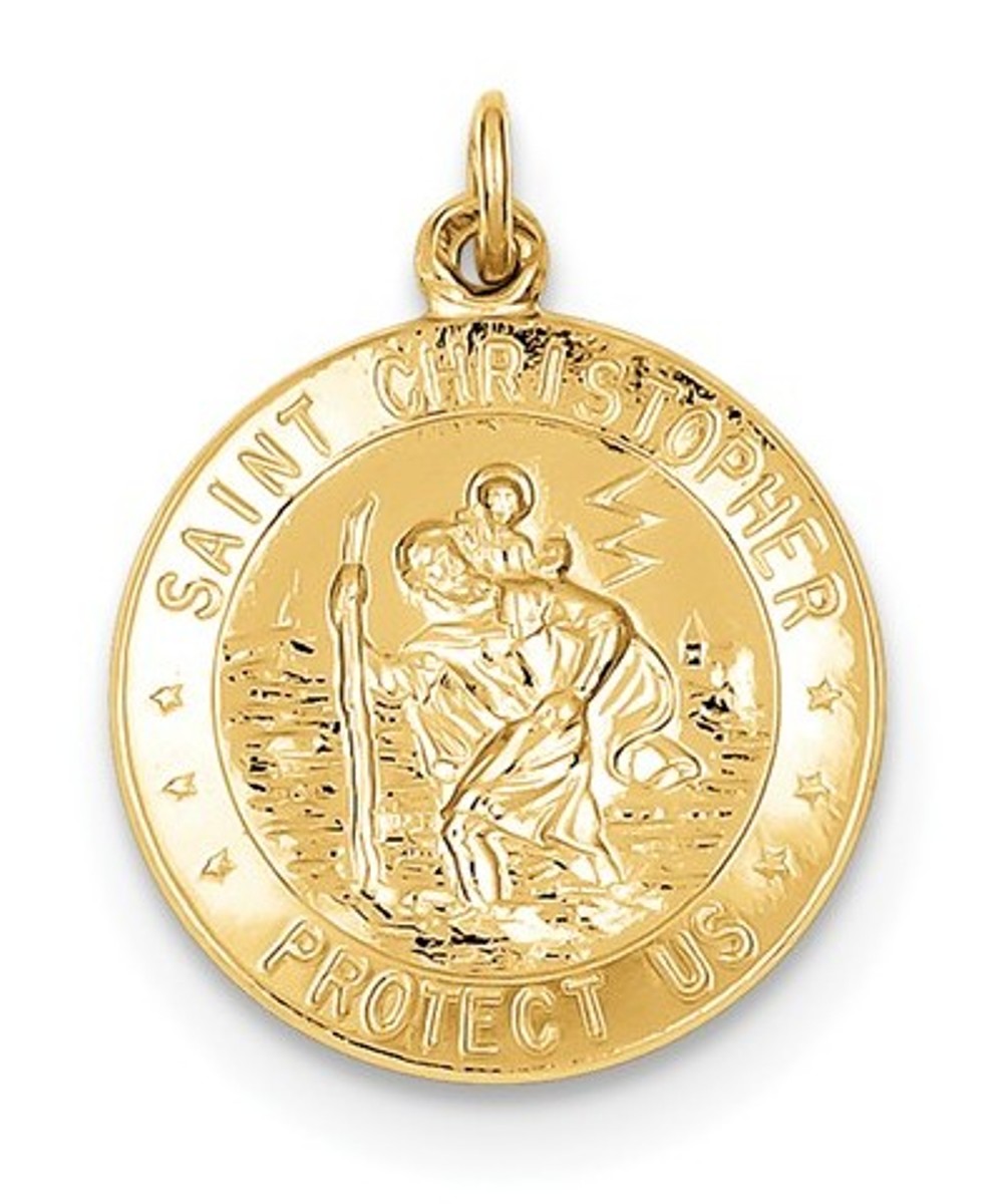 24k Gold-Plated Sterling Silver Saint Christopher Medal (25X19MM)