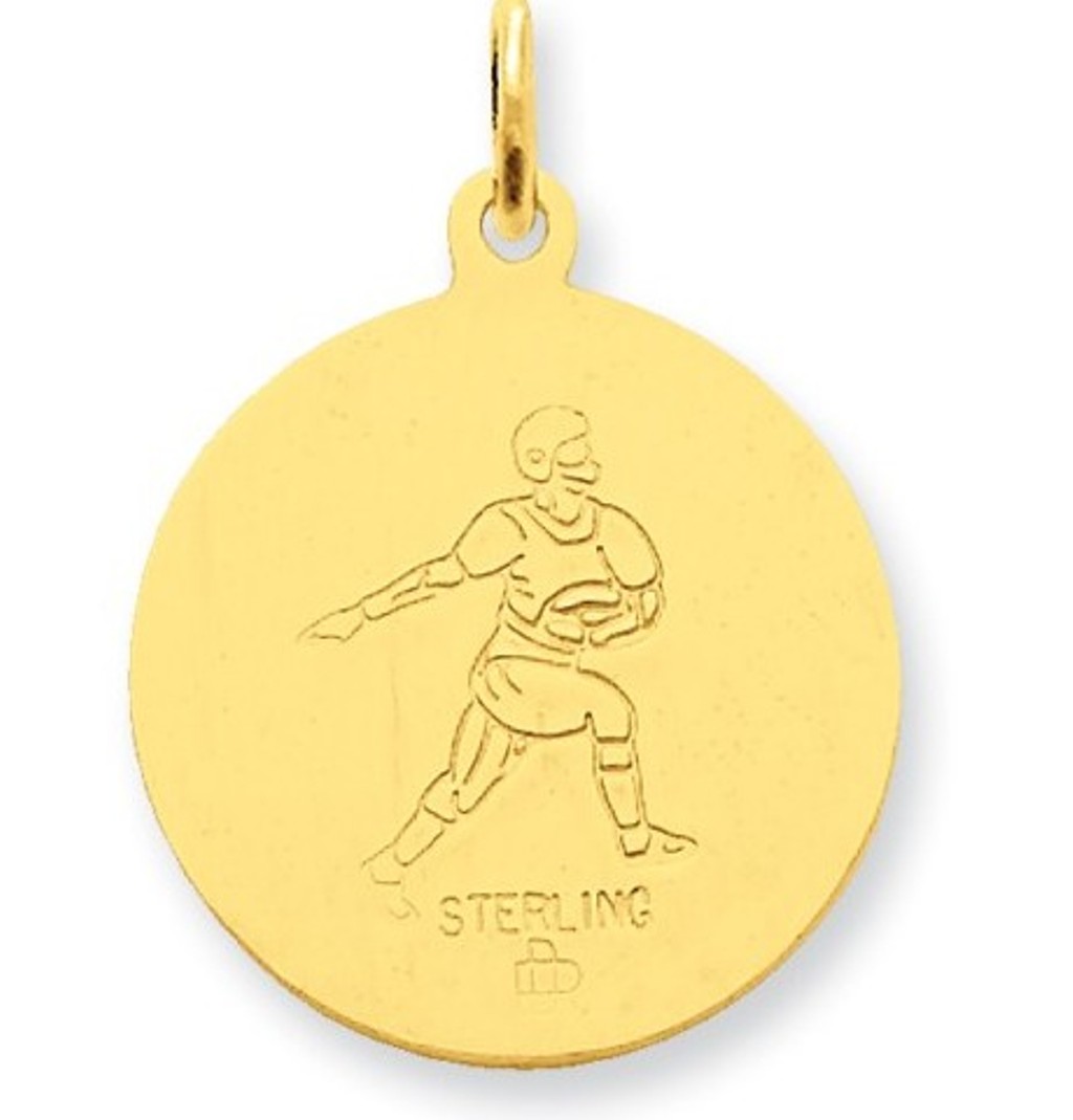 24k Gold-plated Sterling Silver St. Christopher Football Medal