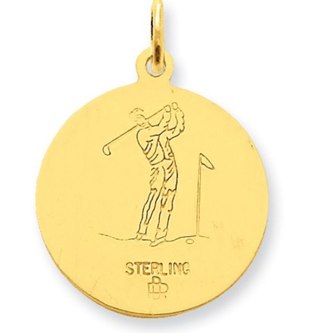 24k Gold-plated Sterling Silver St. Christopher Golf Medal