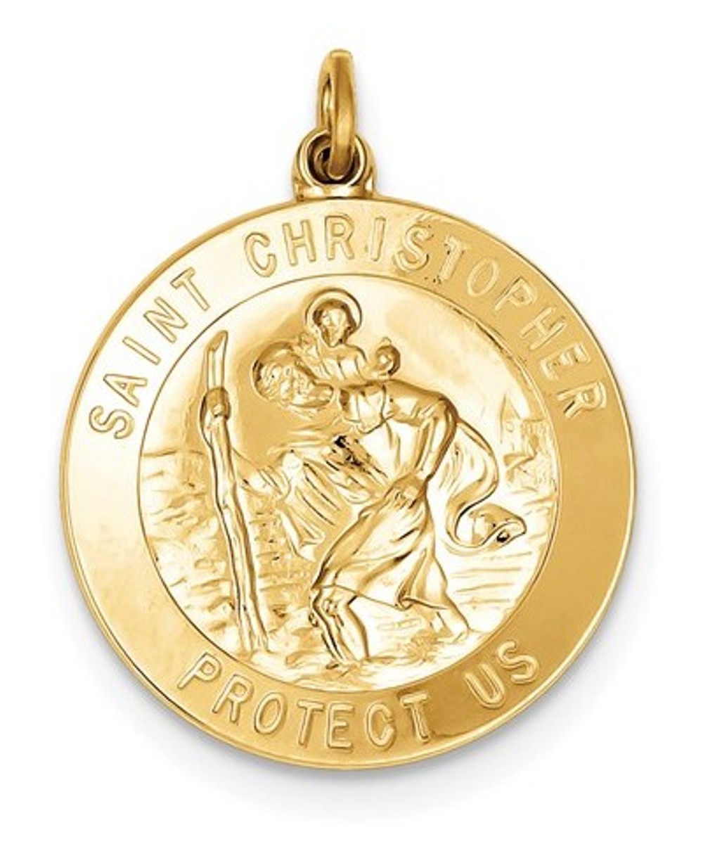 24k Gold-Plated Sterling Silver St. Christopher Medal (32X20MM)