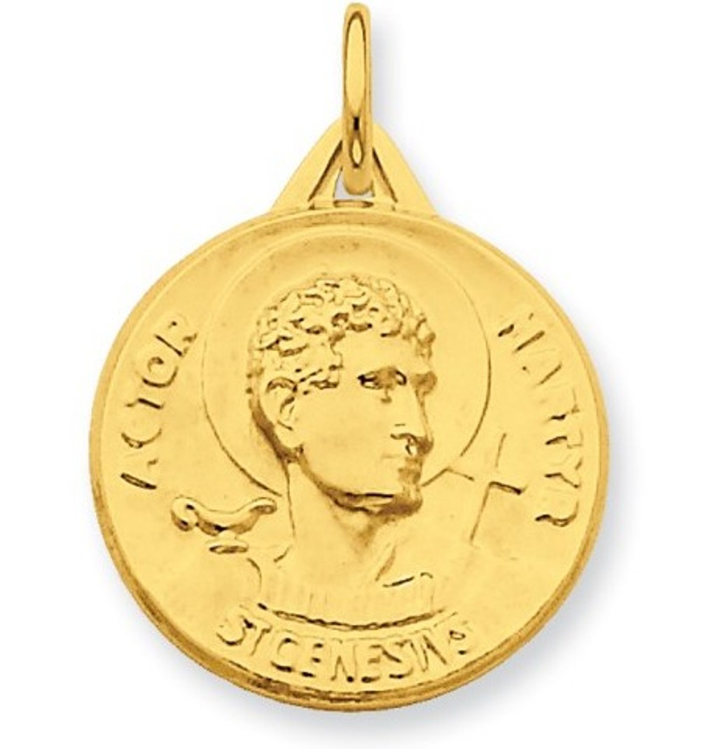 24k Gold-plated Sterling Silver Saint Genesius Medal