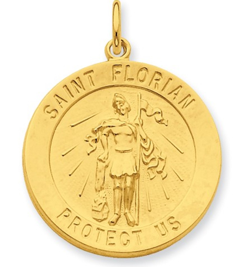 24k Gold-plated Sterling Silver Saint Florian Medal