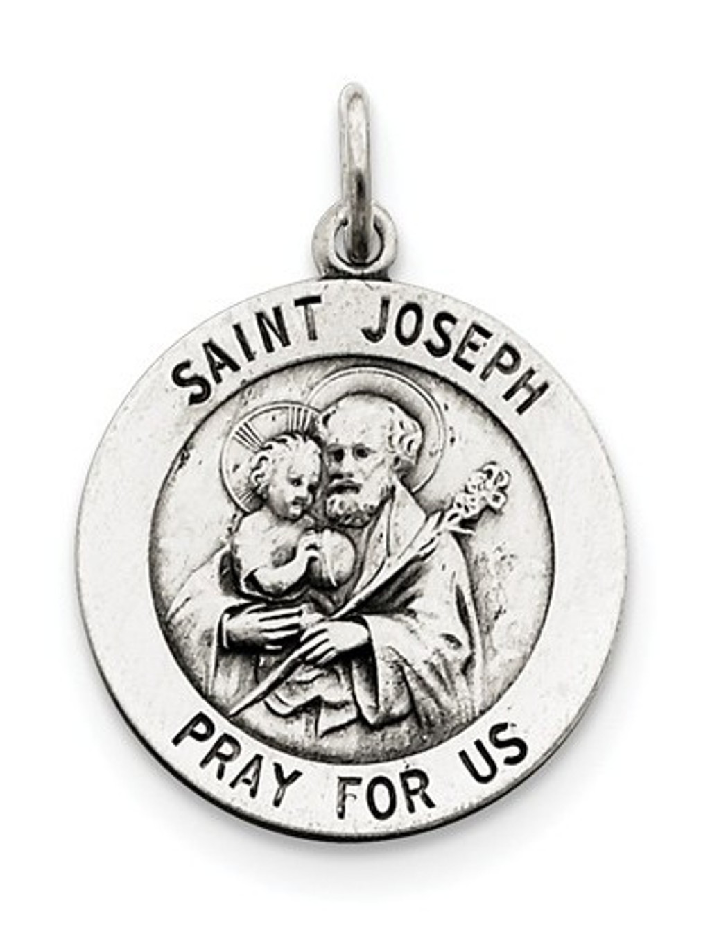 Sterling Silver Antiqued St. Joseph Medal (30X22MM)
 img title=QC5685