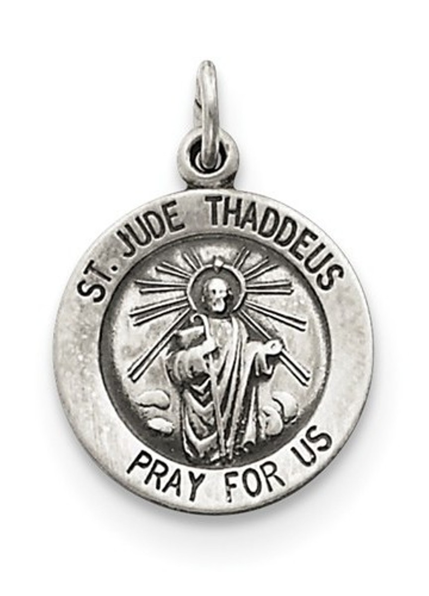 Sterling Silver Saint Jude Thaddeus Medal (20X15 MM)