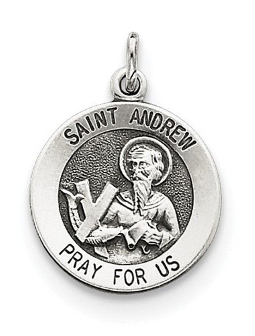 Sterling Silver Antiqued Saint Andrew Medal (21X15MM)