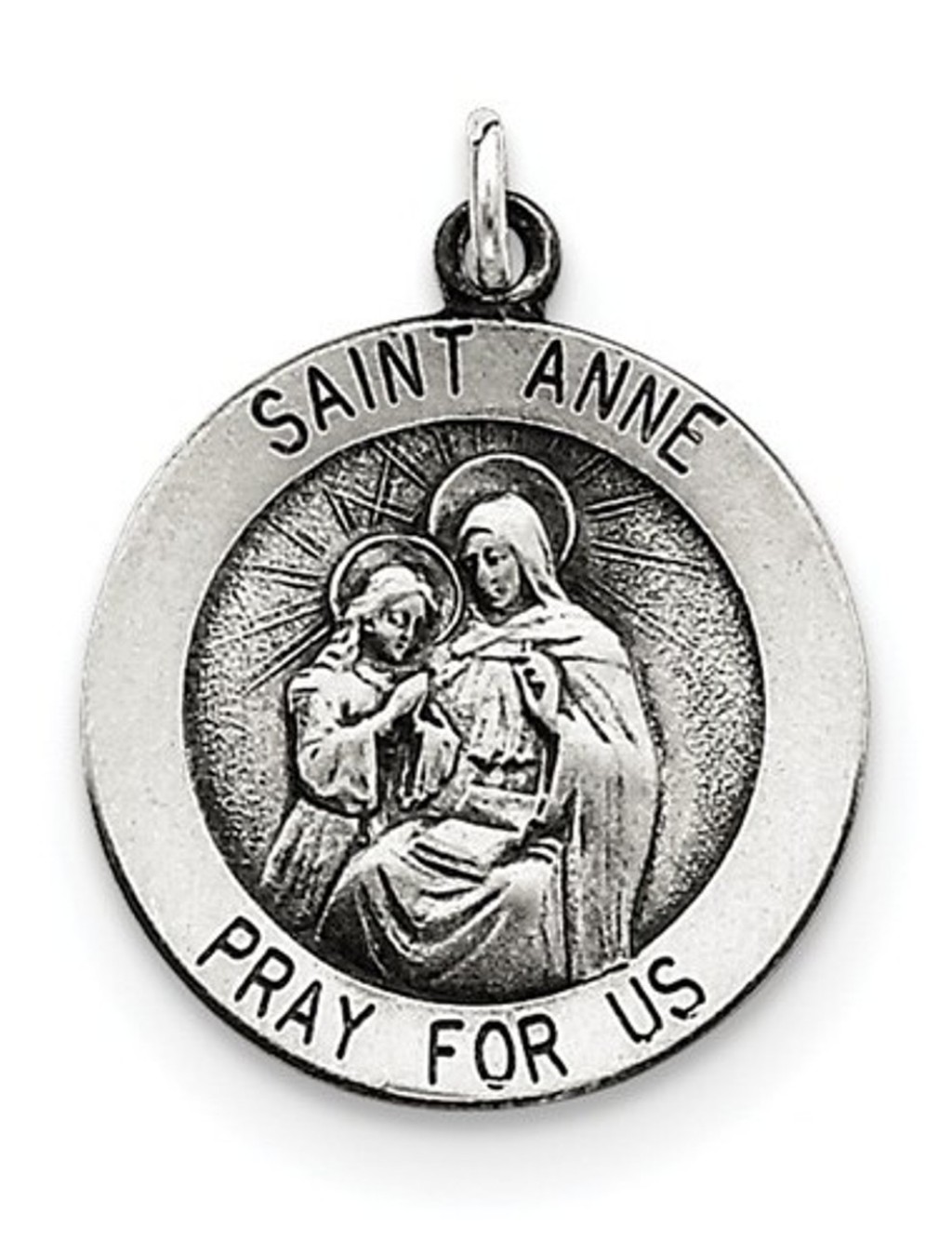 Sterling Silver Antiqued Saint Anne Medal (25X20MM)