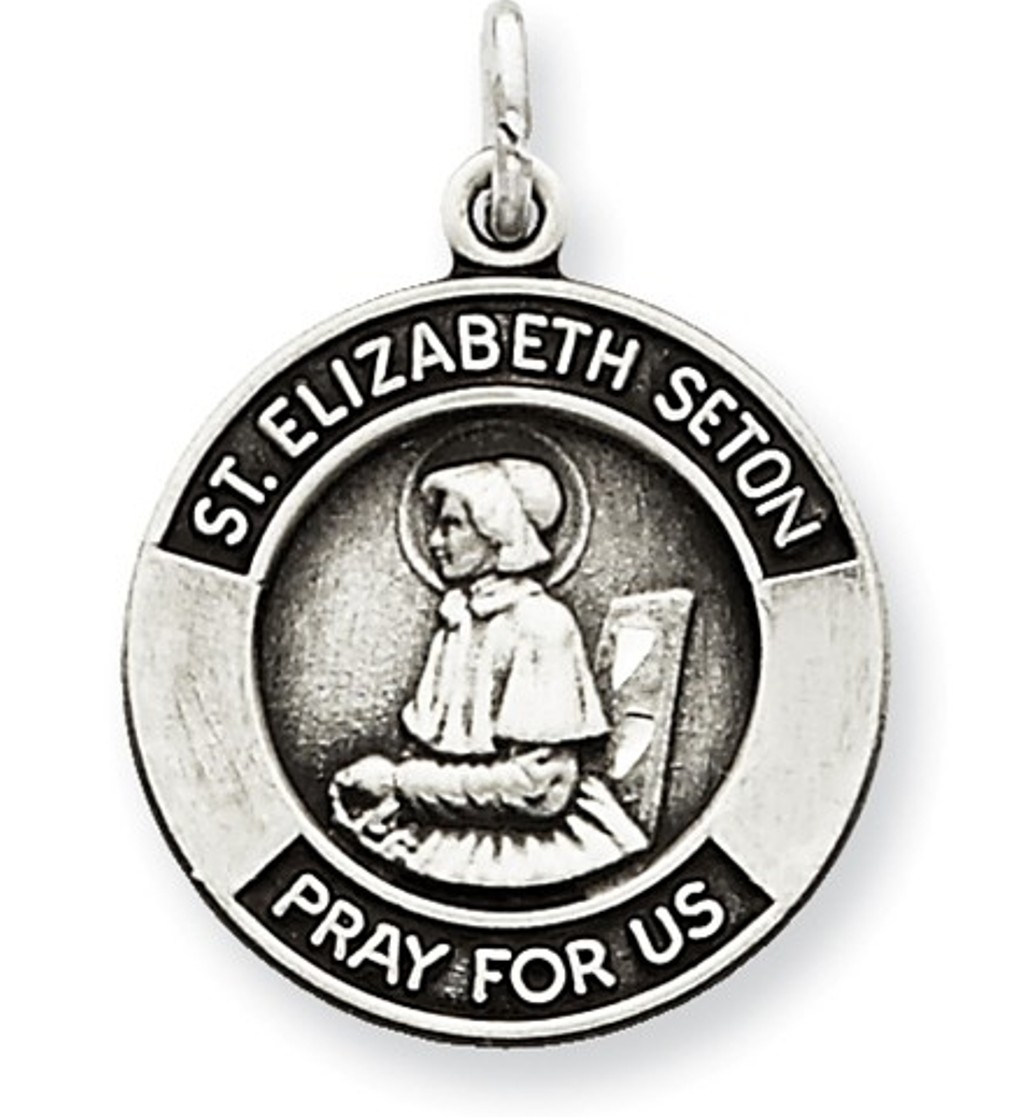 Sterling Silver Antiqued St. Elizabeth Medal