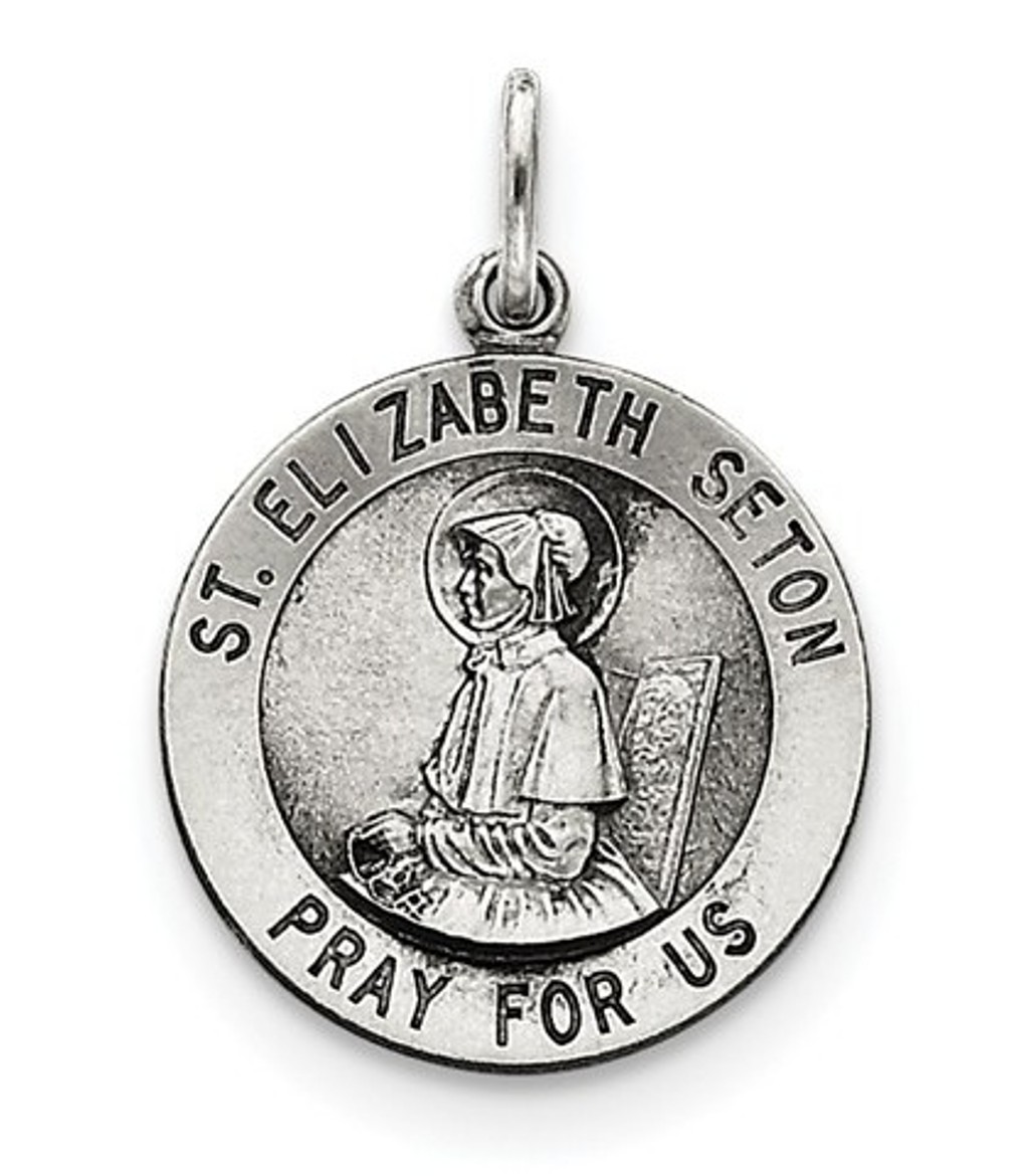 Sterling Silver Antiqued Saint Elizabeth Seton Medal