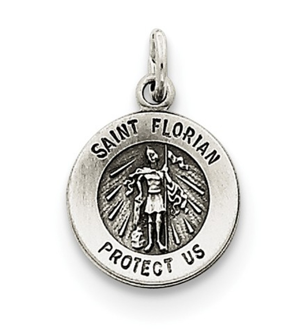 Sterling Silver Antiqued Saint Florian Medal