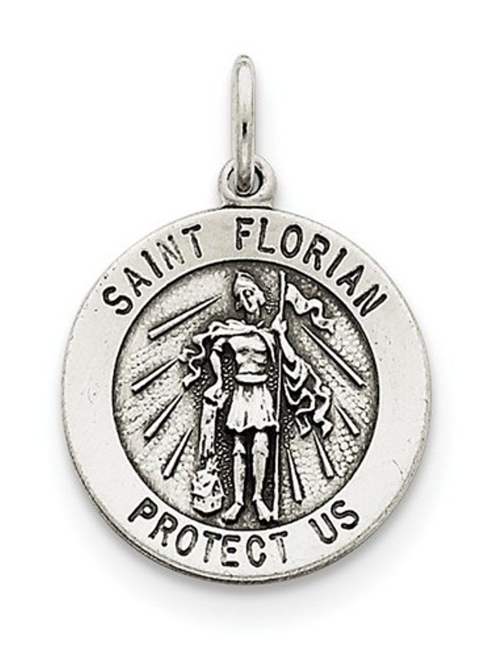 Sterling Silver Antiqued Saint Florian Medal (26X20MM)