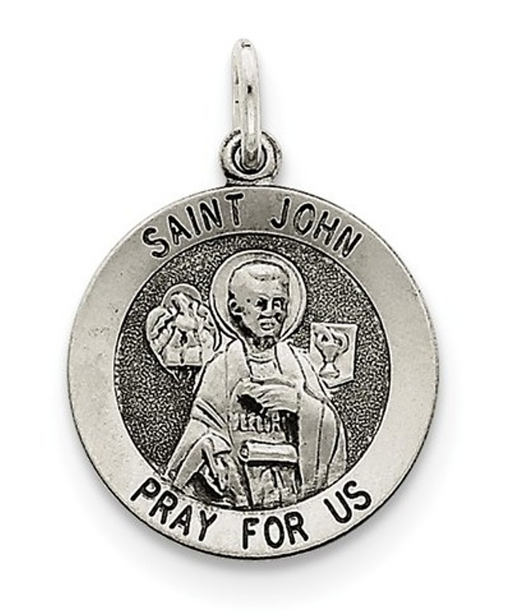 Sterling Silver Antiqued Saint John Medal (25X20MM)
