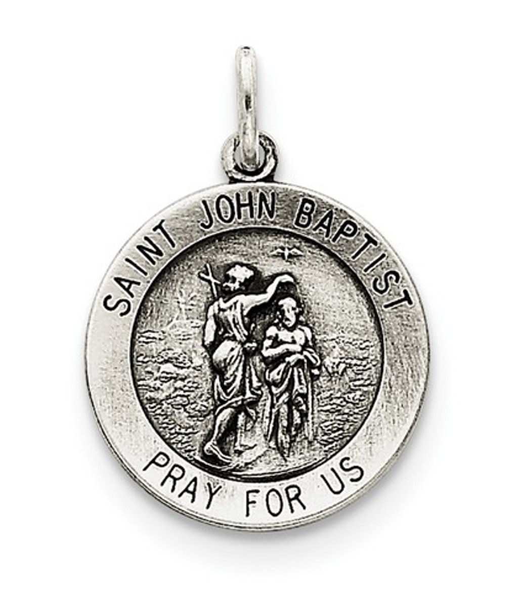 Sterling Silver Antiqued Saint John The Baptist Medal (25X20MM) img title=QC5733