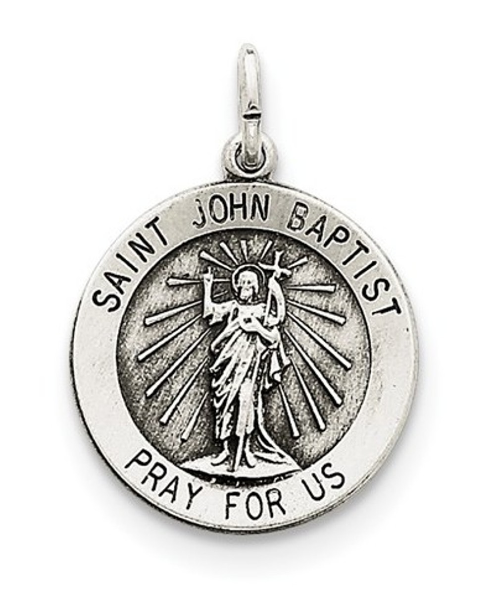 Sterling Silver Antiqued Saint John The Baptist Medal (25X20MM) img title=QC5734