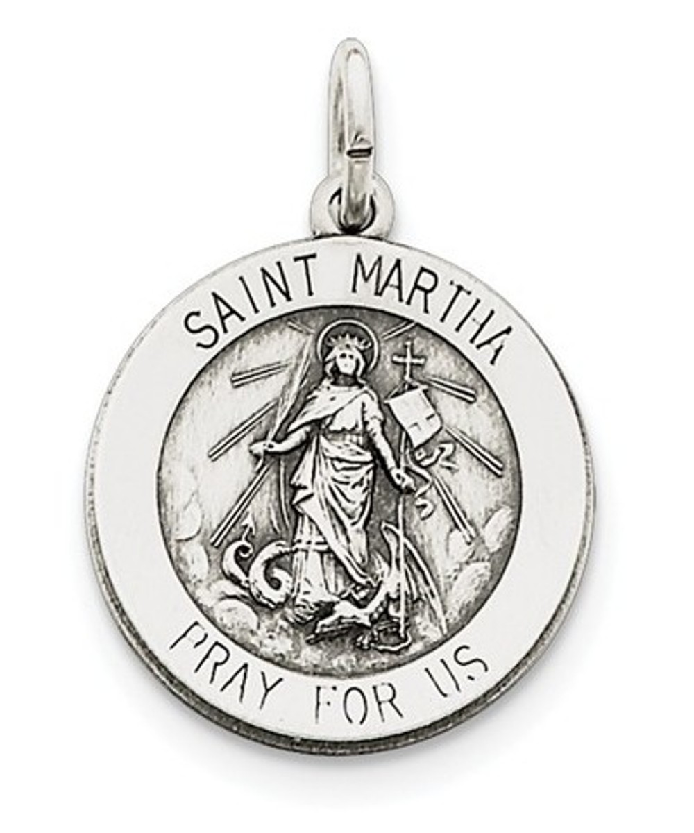 Sterling Silver Antiqued Saint Martha Medal (25X20MM)
