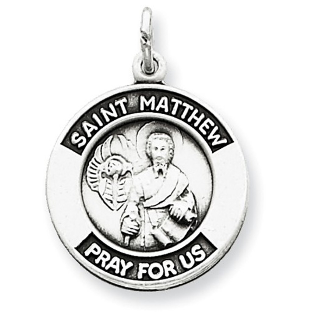 Sterling Silver Antiqued Saint Matthew Medal