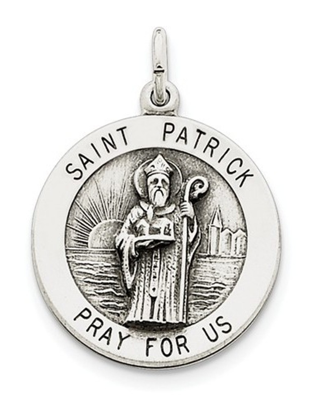 Sterling Silver Antiqued St.Patrick Medal (31X21MM)