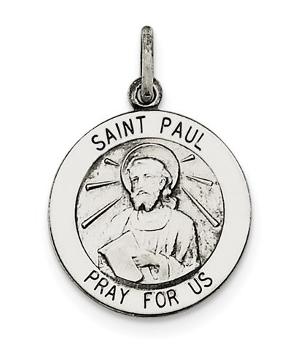 Sterling Silver Antiqued Saint Paul Medal (25X20) 