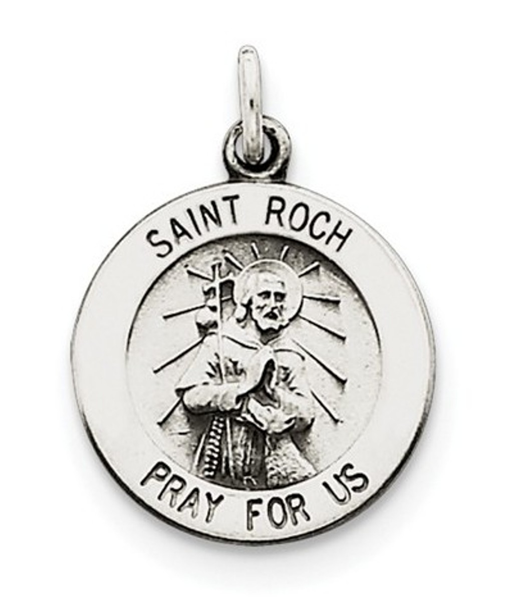 Sterling Silver Antiqued St. Roch Medal (20X16MM)
